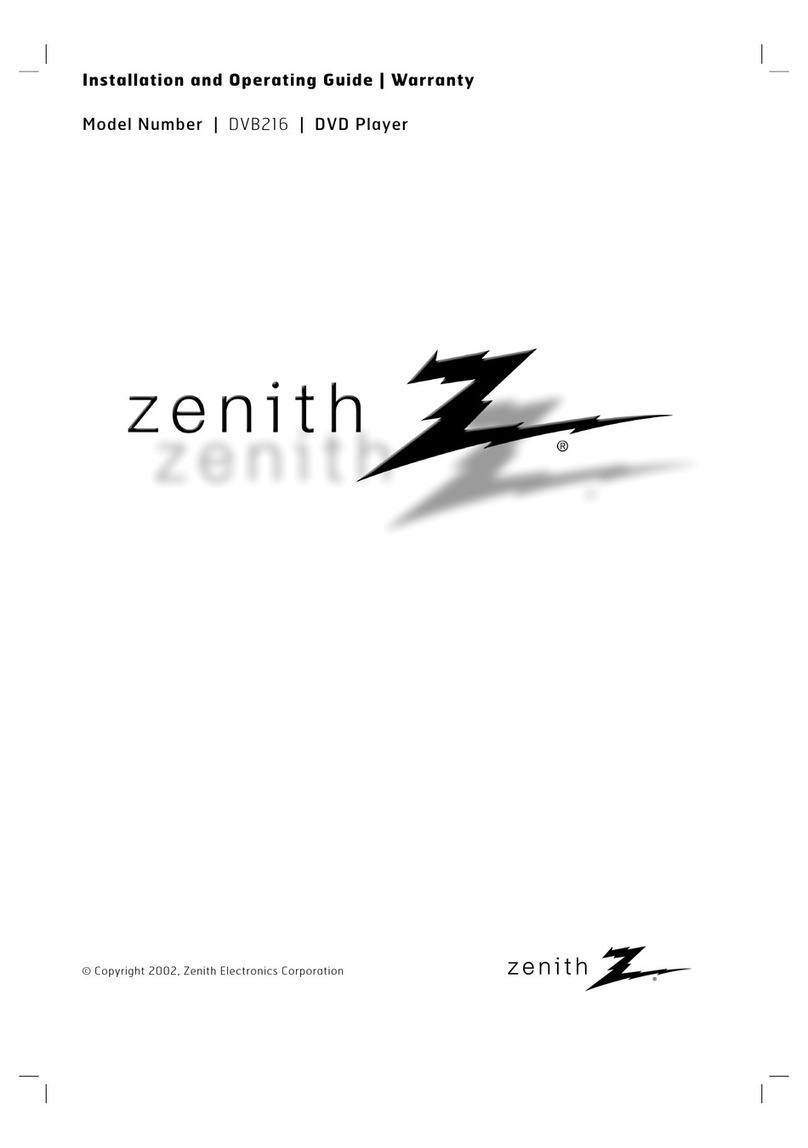 Zenith DVB216 - Progressive-Scan DVD Player Installation guide