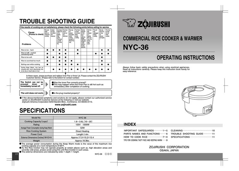 Zojirushi NYC-36 User manual