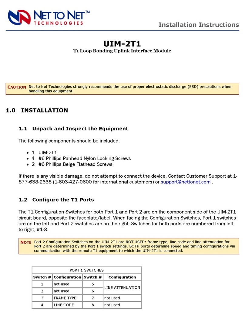 Net to Net Technologies UIM-2T1 installation instructions Net to Net Technologies UIM-2T1 installation instructions