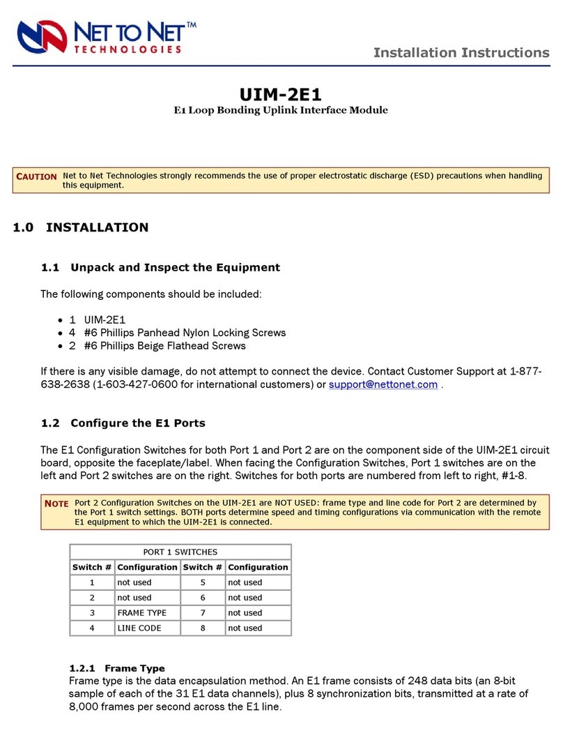 Net to Net Technologies UIM-2E1 User manual