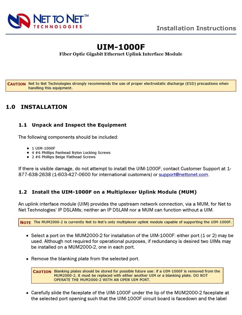 Net to Net Technologies UIM-1000 installation instructions Net to Net Technologies UIM-1000 installation instructions