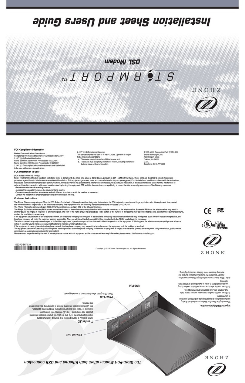 Zhone StormPort 1020 Installation and user guide
