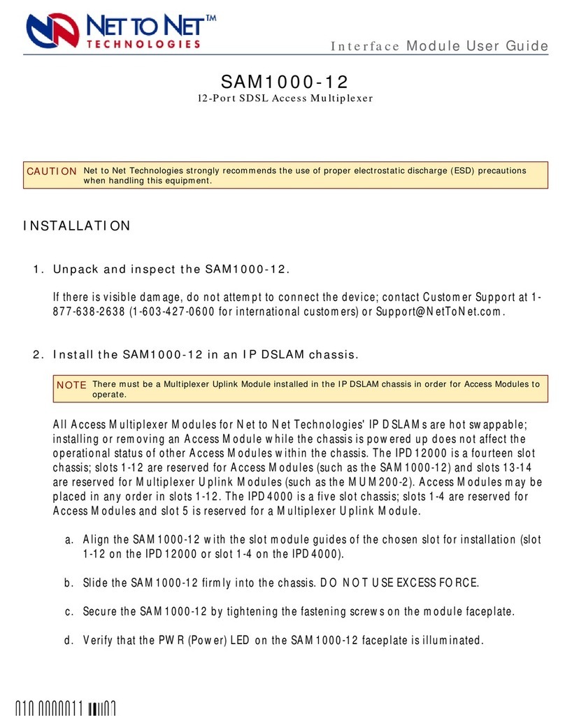Net to Net Technologies SAM1000 User manual Net to Net Technologies SAM1000 User manual