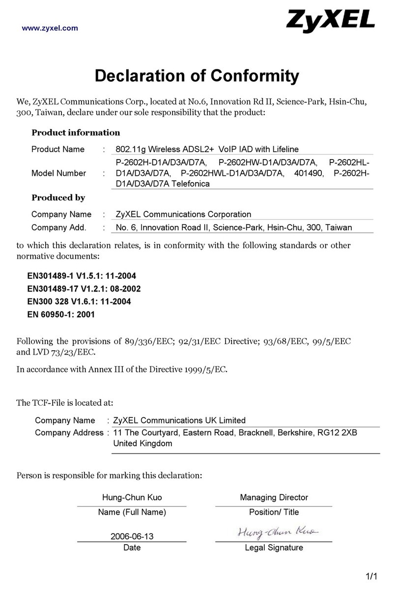 ZyXEL Communications P-2602H-D1A Reference guide