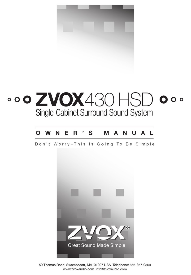 Zvox Audio 430HSD owner's manual
