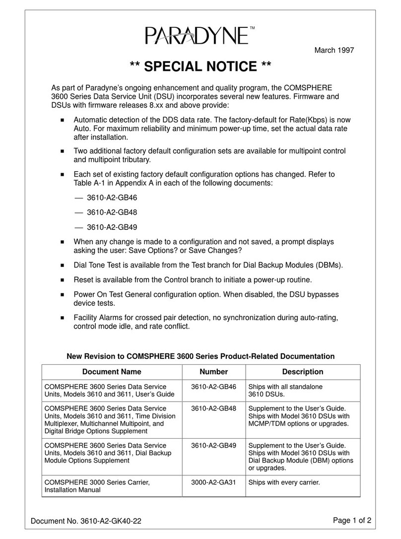 Paradyne Compshere 3000 Series Operation and maintenance manual