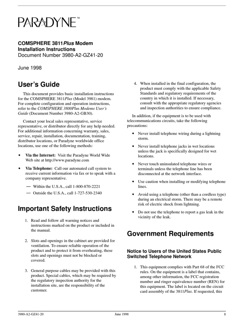 Paradyne COMSPHERE 3800PLUS User manual
