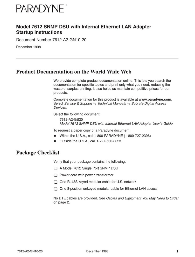 Paradyne 7612 Start-up instructions