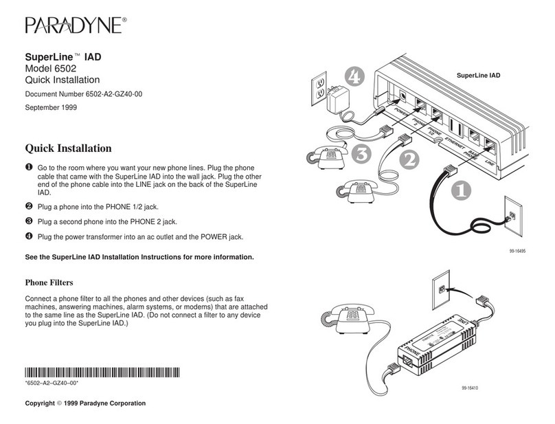 Paradyne SuperLine 6502 Quick installation