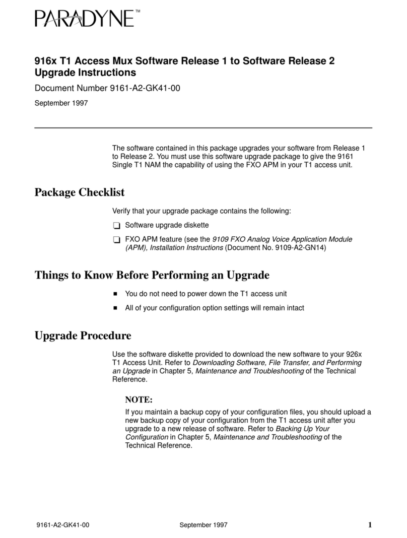 Paradyne 9161 Single T1 installation instructions