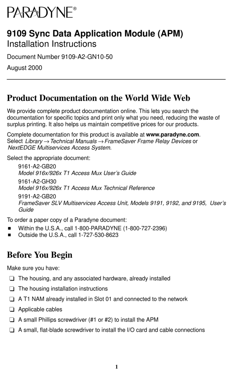 Paradyne 9109 installation instructions