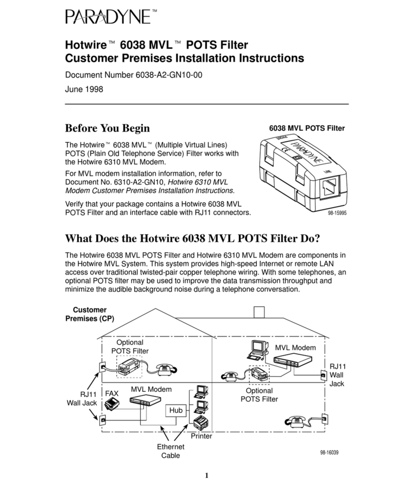 Paradyne Hotwire 6038 installation instructions