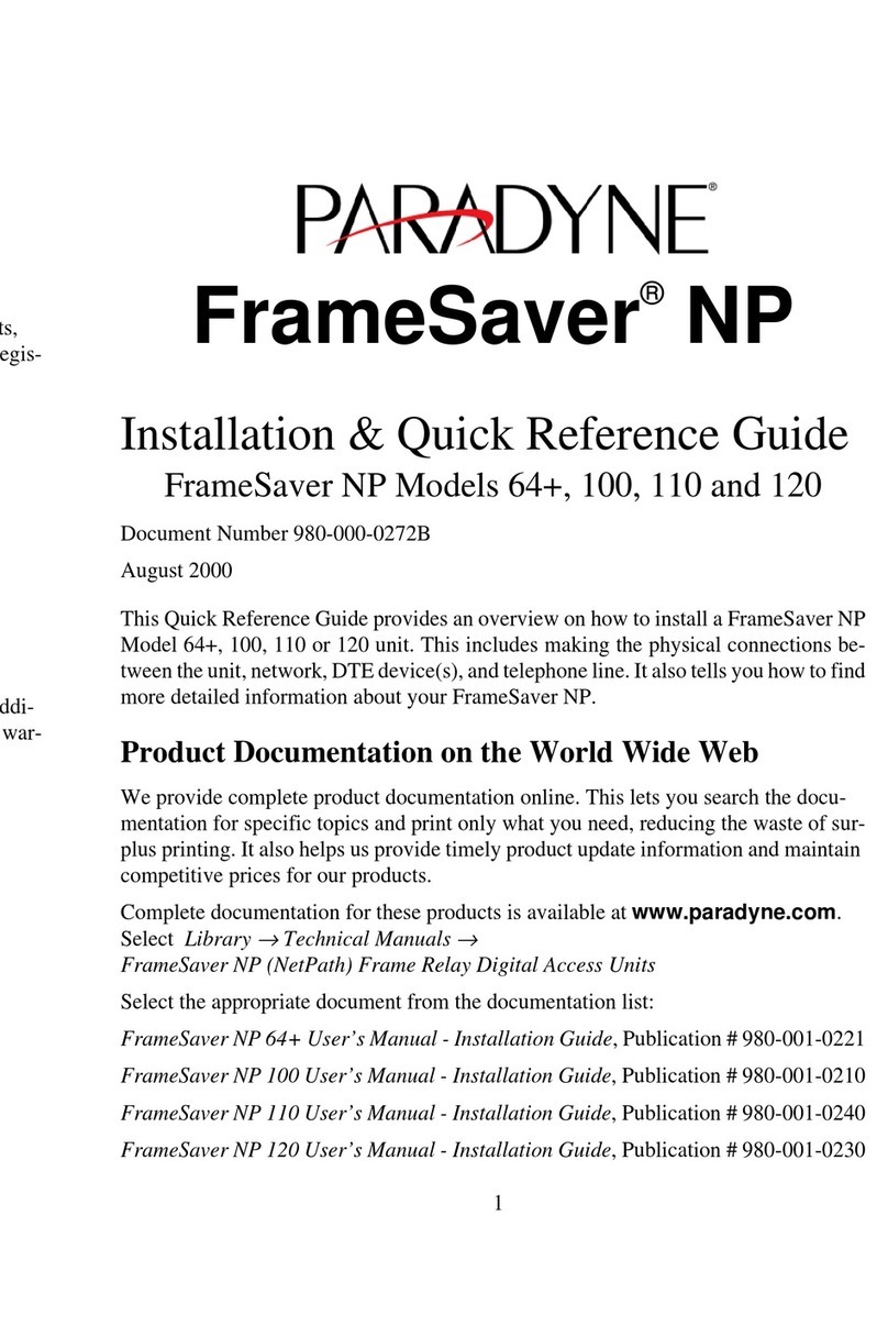 Paradyne FrameSaver NP 100 User manual Paradyne FrameSaver NP 100 User manual