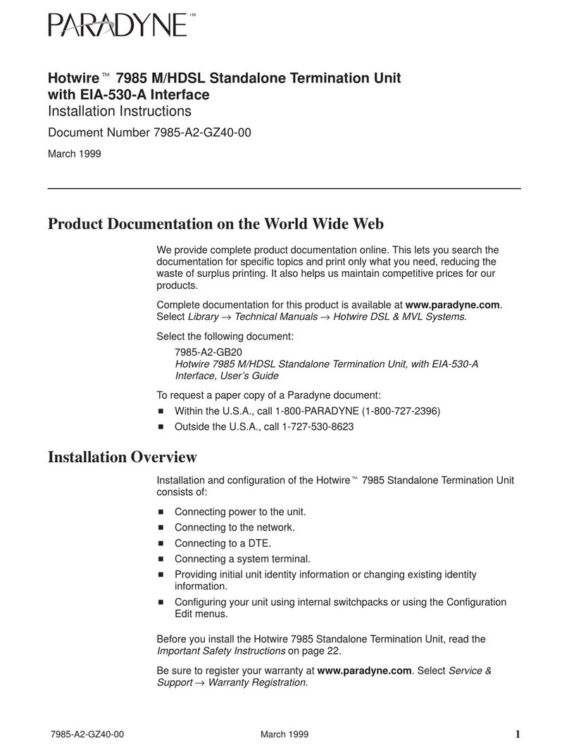 Paradyne Hotwire 7985 installation instructions