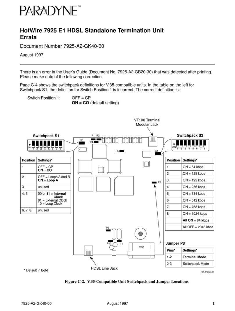 Paradyne HOTWIRE 7925 Correction User's Guide