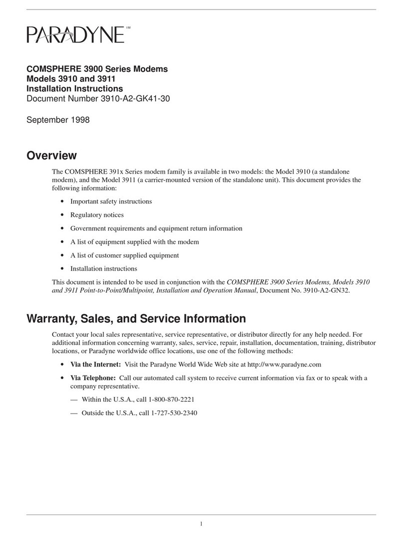 Paradyne COMSPHERE 3910 installation instructions