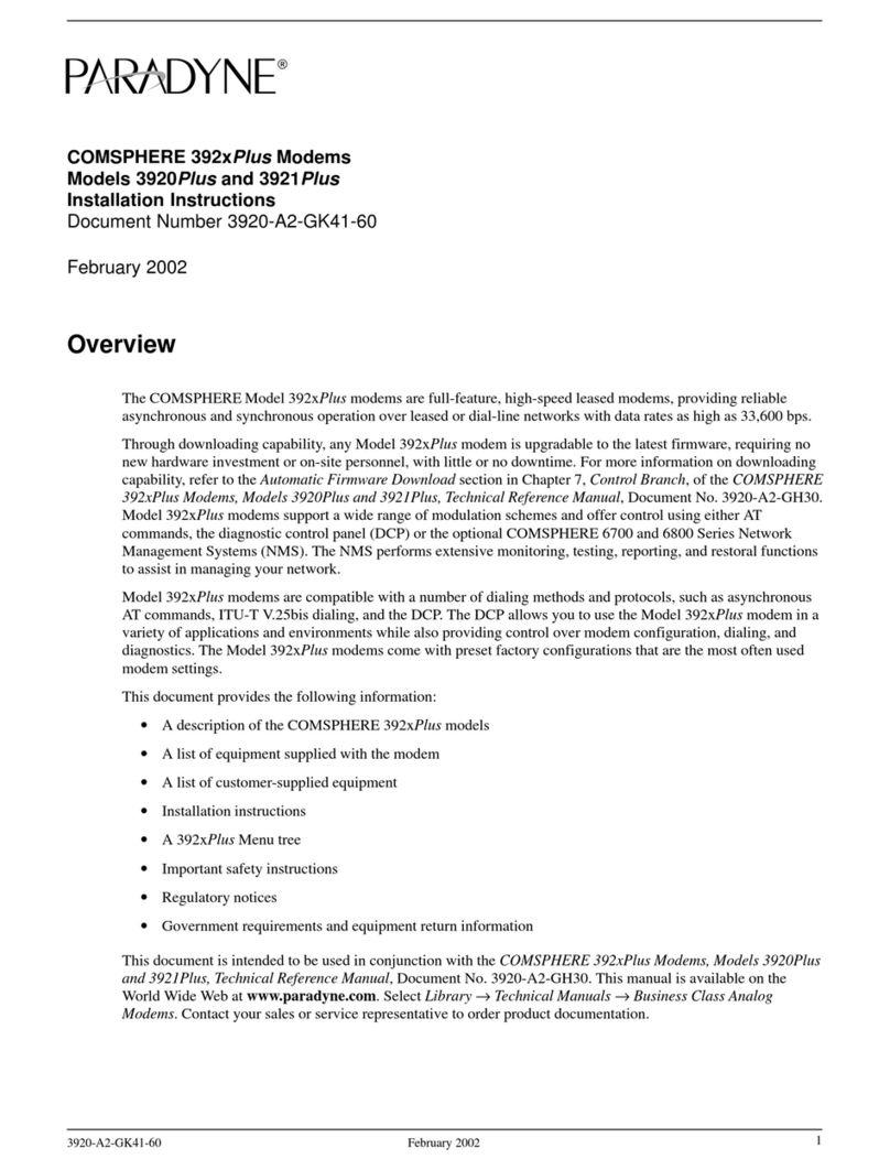 Paradyne COMSPHERE 3920PLUS Series User manual