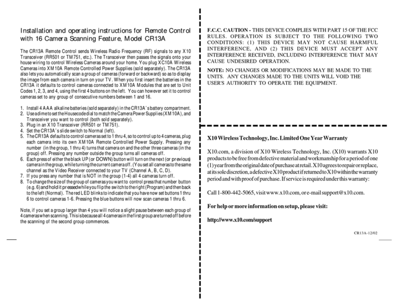 X10 CR13A User manual