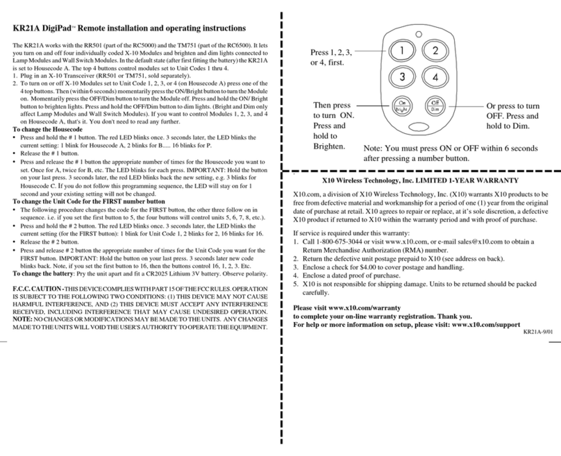 X10 KR21A DigiPad User manual