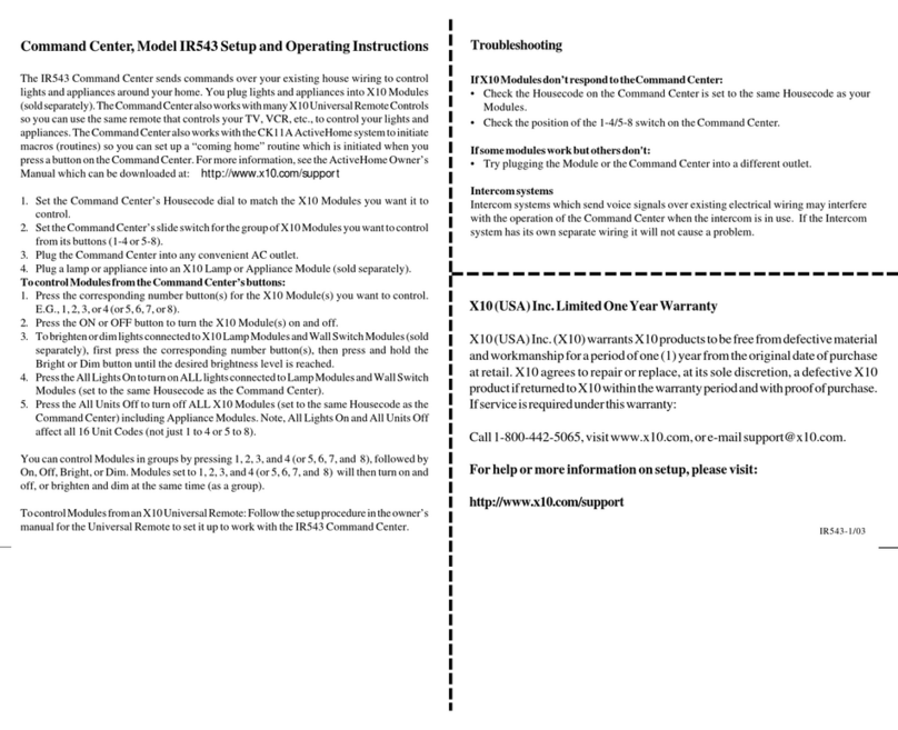 X10 IR543 operating instructions