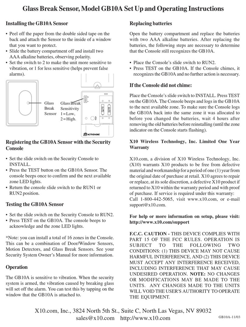 X10 GB10A User manual