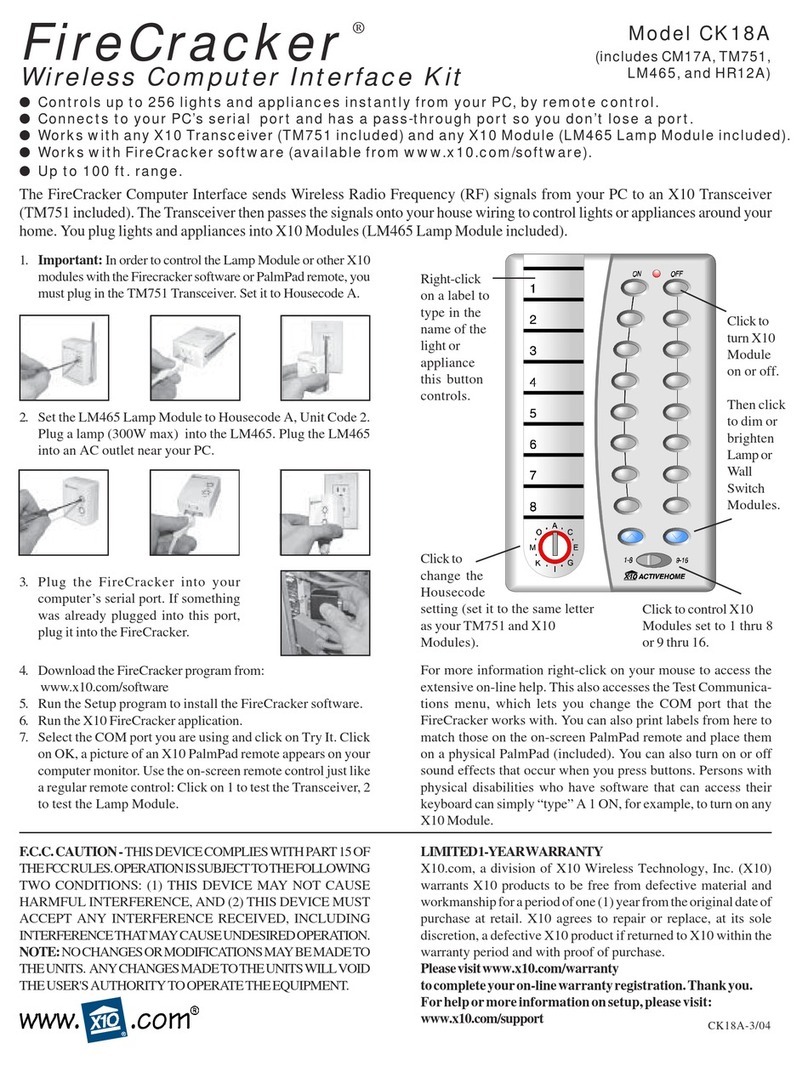 X10 FireCracker CK18A user guide