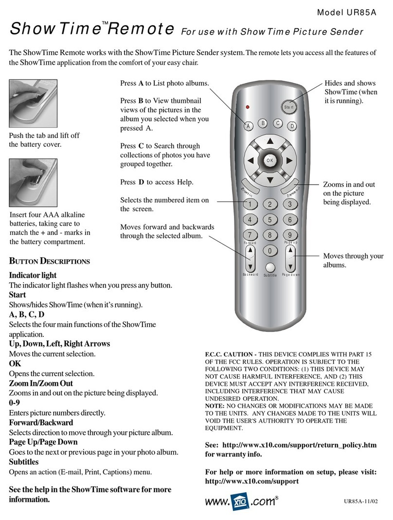 X10 ShowTime UR85A User manual