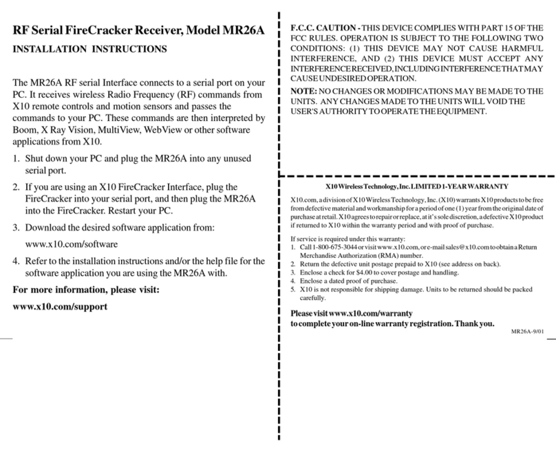 X10 MR26A User manual