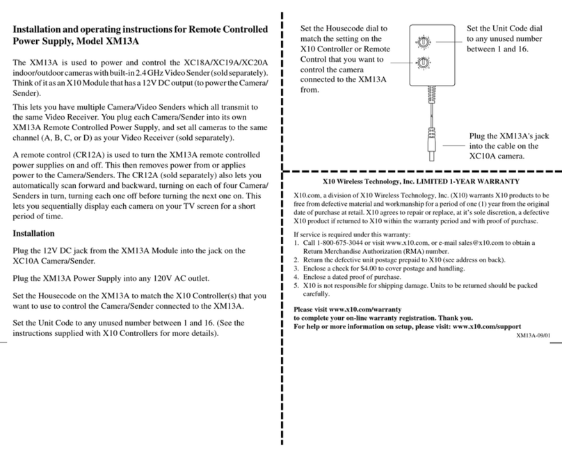 X10 XM13A Installation and operating instructions