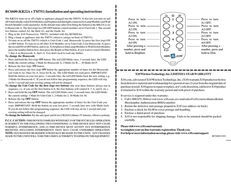 X10 KR22A Install and operation instructions