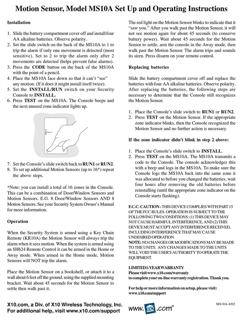 X10 MS10A Installation manual
