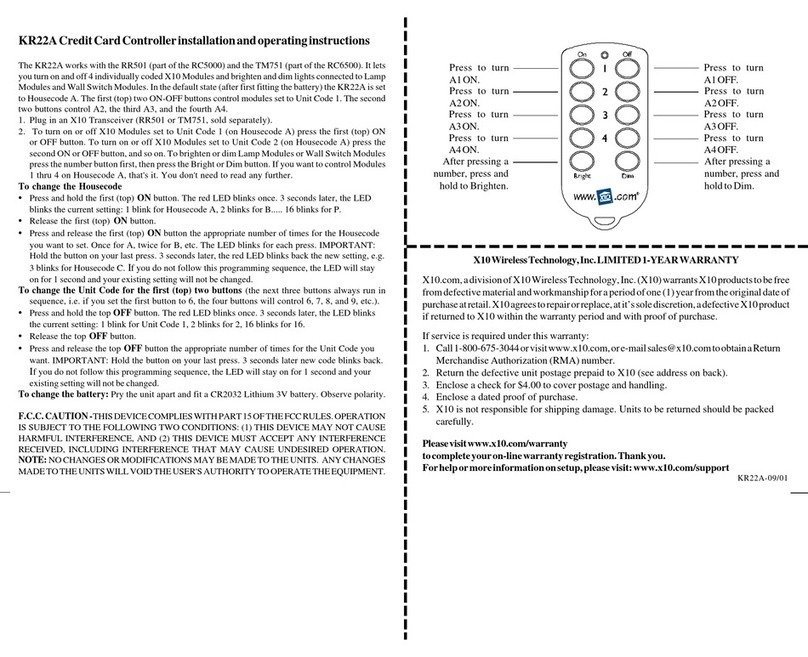 X10 KR22A User manual
