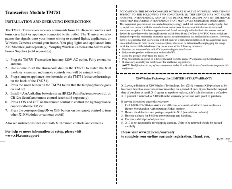 X10 TM751 User manual