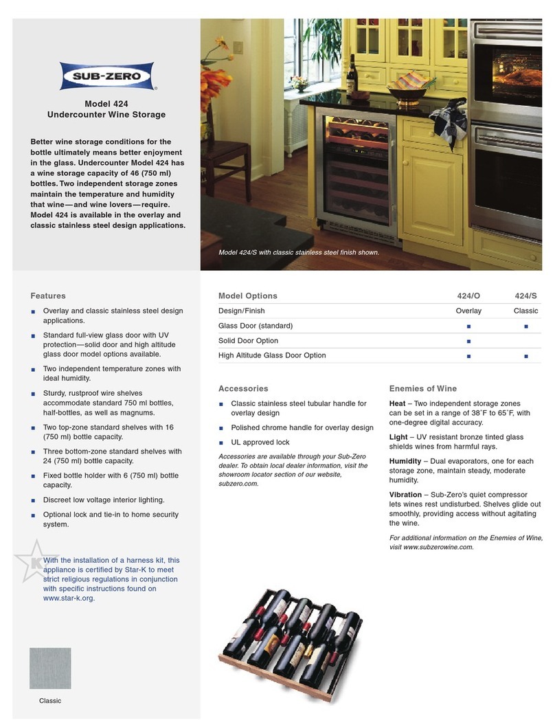 Sub-Zero 424 User manual Sub-Zero 424 User manual