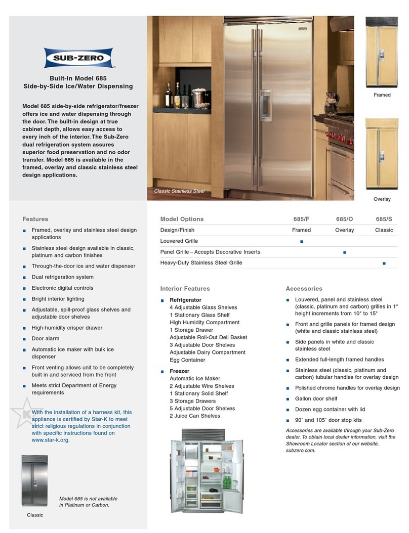 Sub-Zero 685 User manual