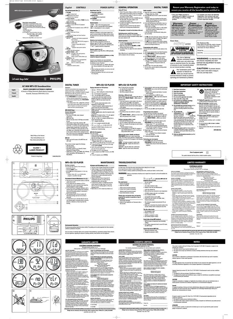 Philips AZ3038 user manual