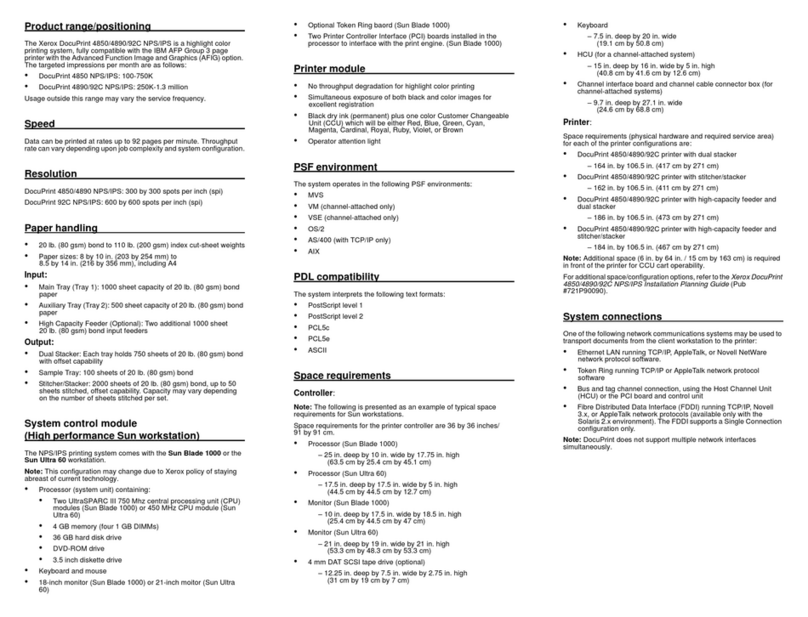 Xerox DocuPrint 4850 Reference guide Xerox DocuPrint 4850 Reference guide
