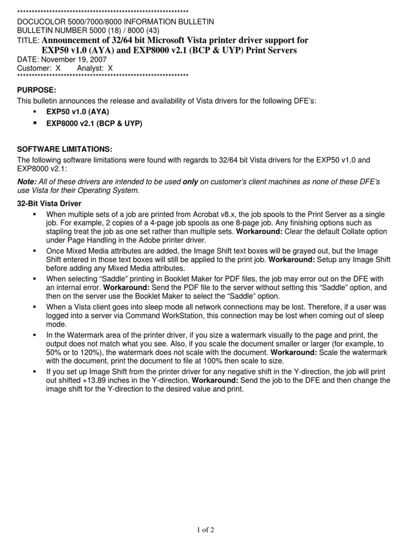 Xerox DocuColor 8000 Operating and installation instructions