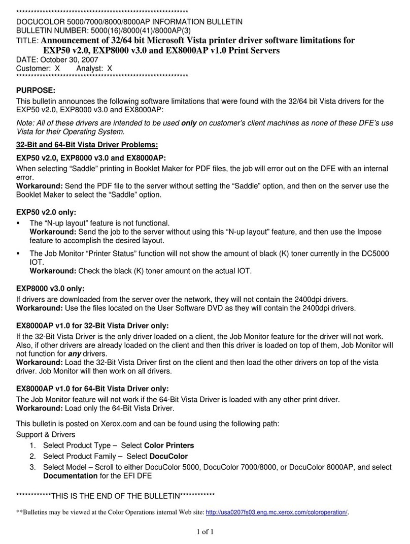 Xerox DocuColor 8000 Operating and installation instructions