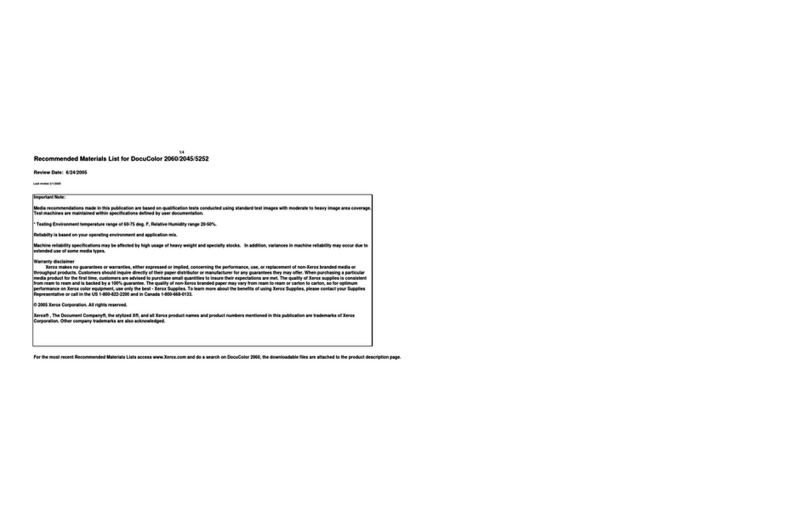 Xerox DocuColor 5252 User manual