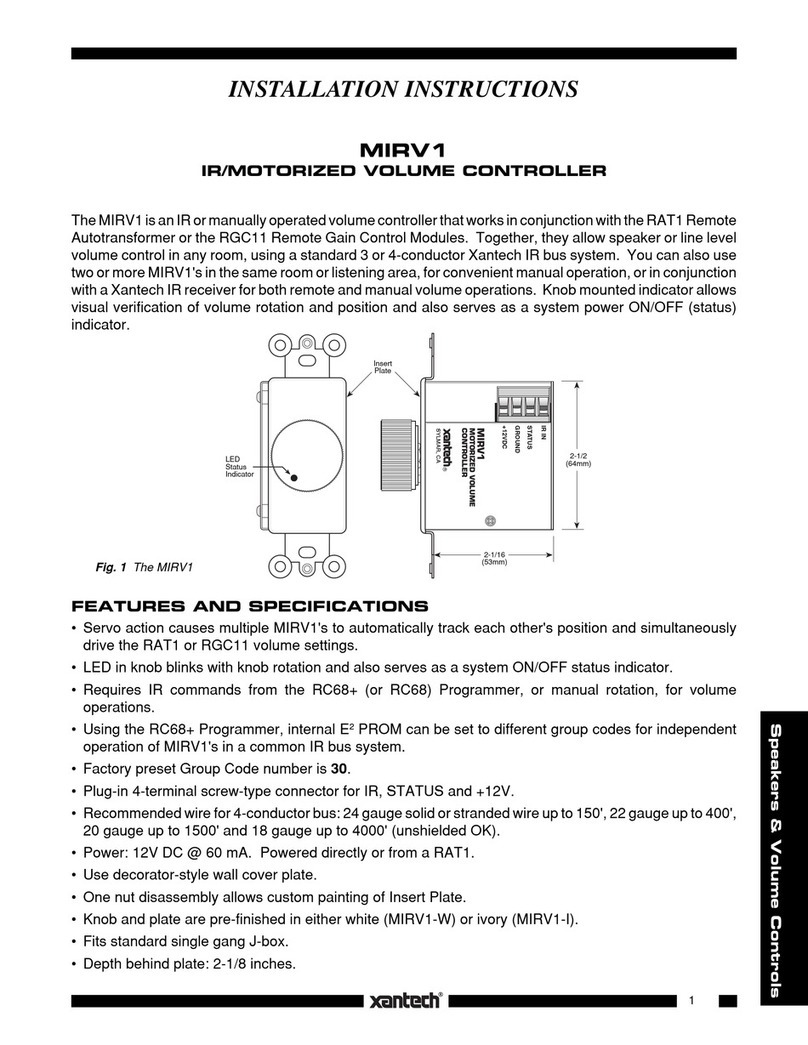Xantech MIRV1 User manual Xantech MIRV1 User manual