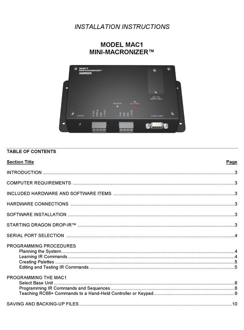 Xantech MAC1 installation instructions