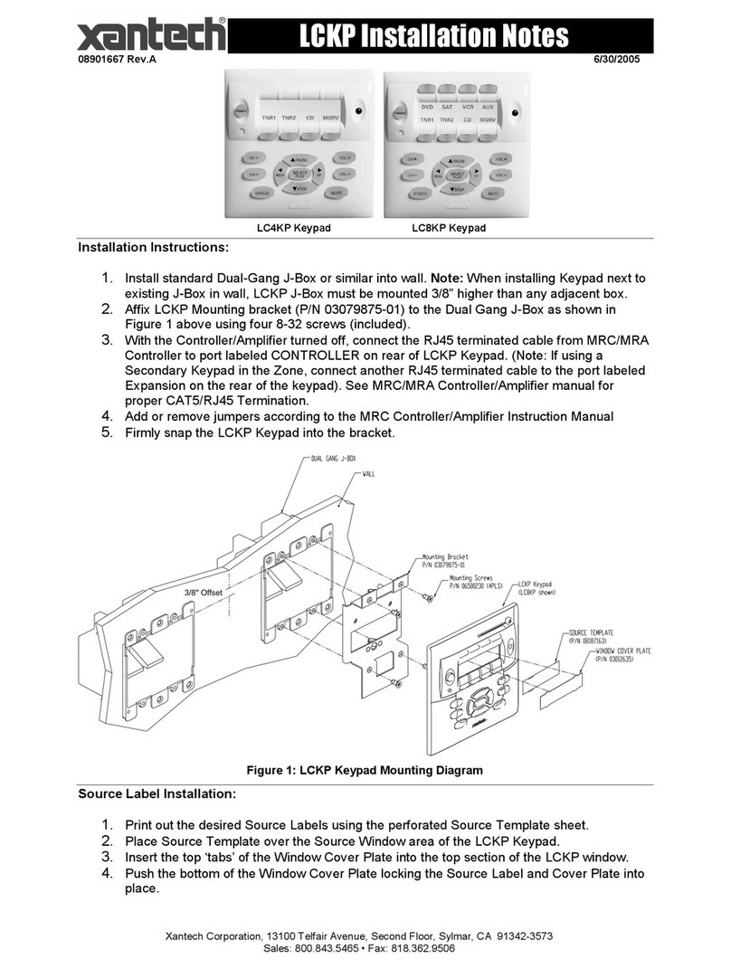 Xantech LC4KP Quick start guide
