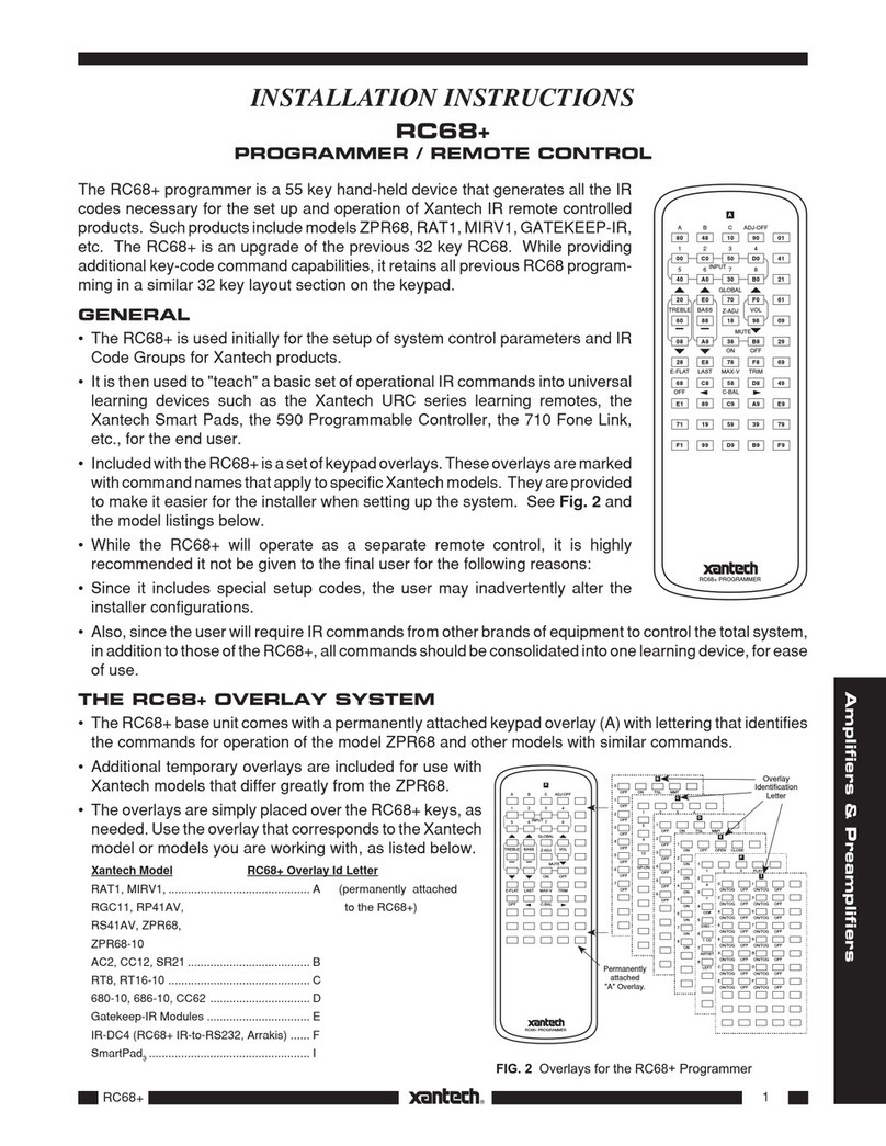 Xantech RC68 Plus installation instructions