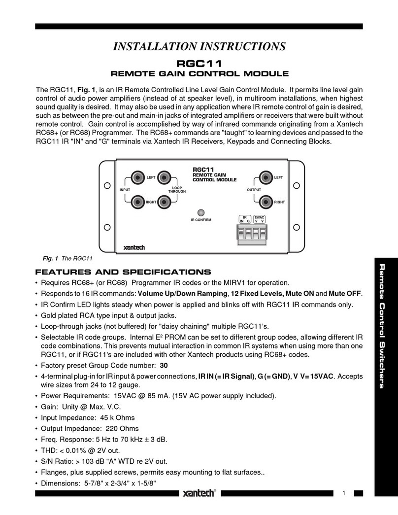 Xantech RGC11 installation instructions