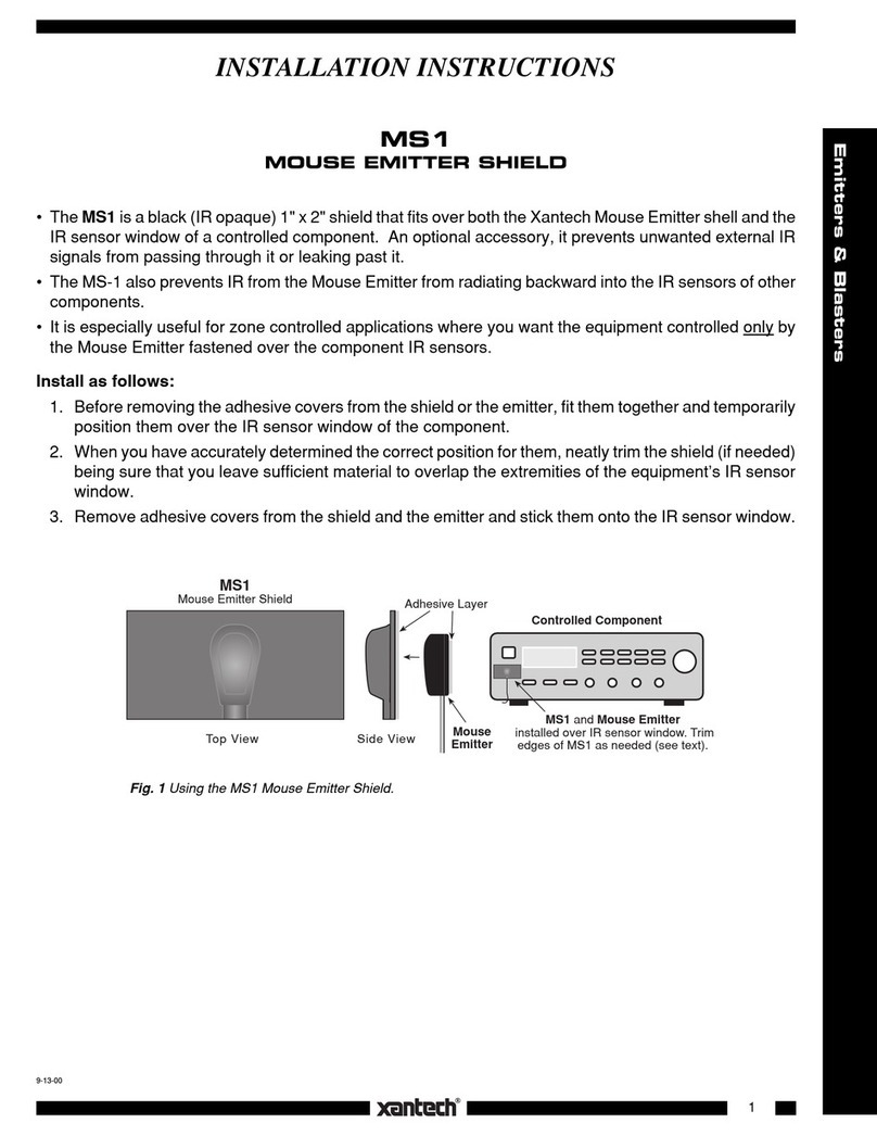 Xantech MS1 installation instructions