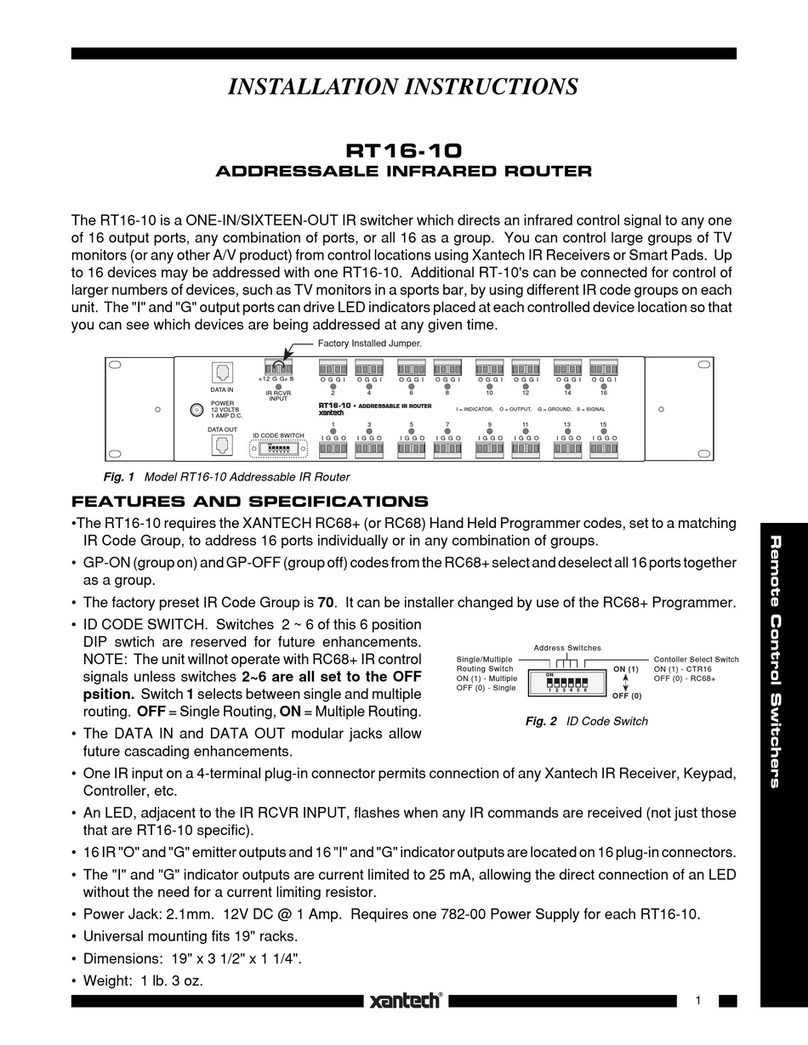 Xantech RT1610 installation instructions