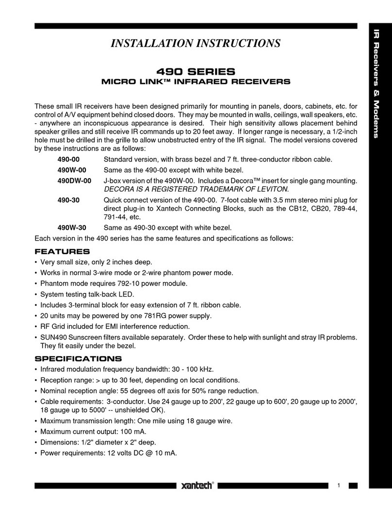 Xantech MICRO LINK 490-30 User manual
