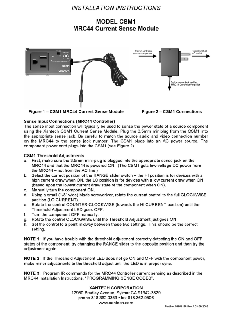 Xantech CSM1 installation instructions