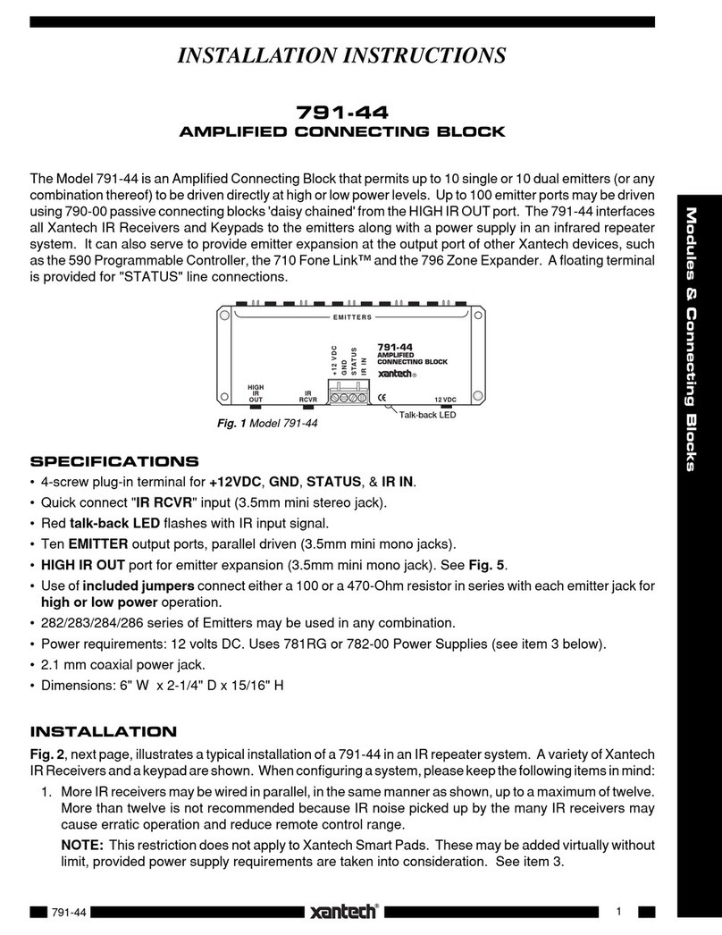 Xantech 791-44 installation instructions Xantech 791-44 installation instructions